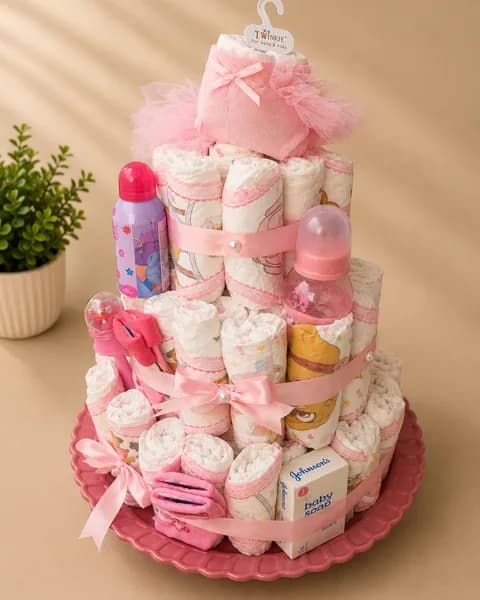 Baby Girl Diaper Cake Gift Set