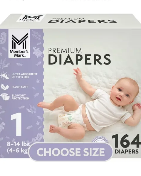 Member's Mark Premium Baby Diapers, Sizes Newborn