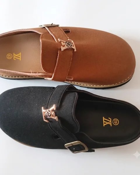 Louis Vuitton Inspired Suede Boston-style clogs designer