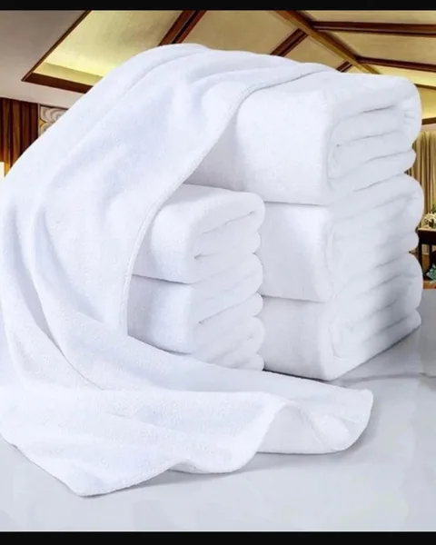 Plain white bath towels