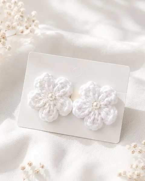 Crochet flower stud earring