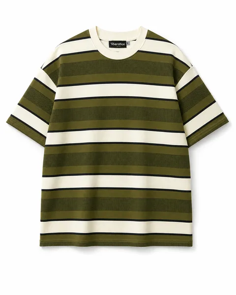 Olive Striped Oversized Tee