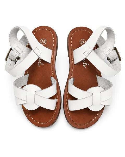 Classic Kids Cross-Strap Sandals – White