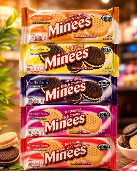 Minees Sandwich Cookies, 1.2oz 10-Ct Variety Pack Rich Creamy Assorted Flavored Snacks Lunchboxes On-the-Go Treats (Biscuits)