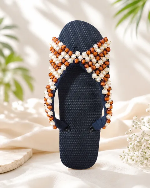 Amber Pearl Handcrafted Beaded Flip-Flops