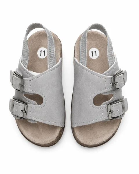 Kids Double-Buckle Sandals – Grey