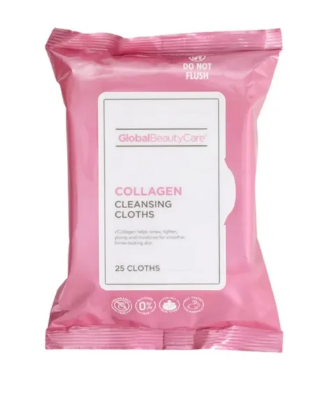 Global Beauty Care Collagen Cleansing Cloths (25 count) wipers
