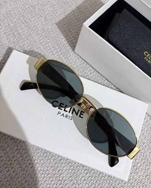 CELINE Oval Gold-Tone Sunglasses