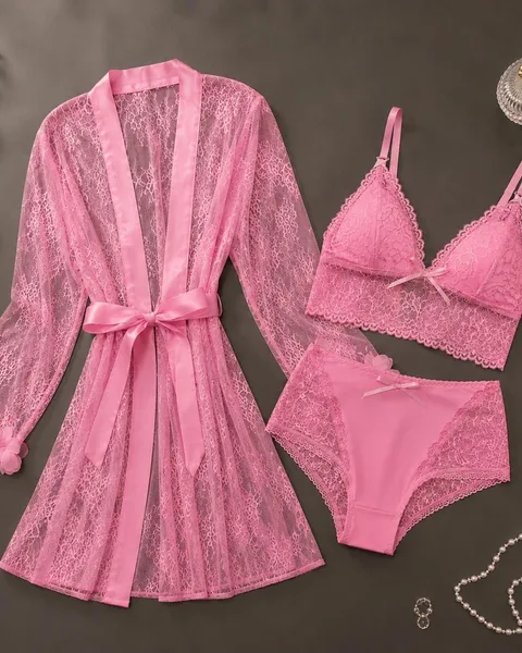 Luxury Lace Sleepwear Set (3 Pieces)