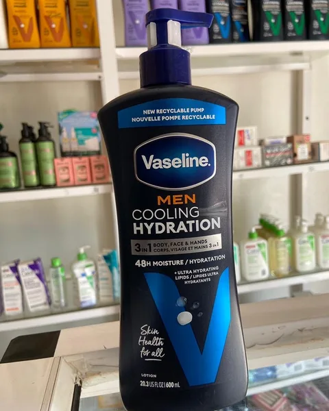 Vaseline Men Cooling Hydration 3-in-1 for Dry Skin Face, Hands & Body Lotion for Men with Menthol & Ultra-Hydrating Lipids 20.3 oz