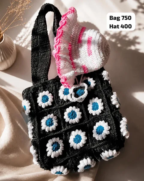 Crochet bag and hat